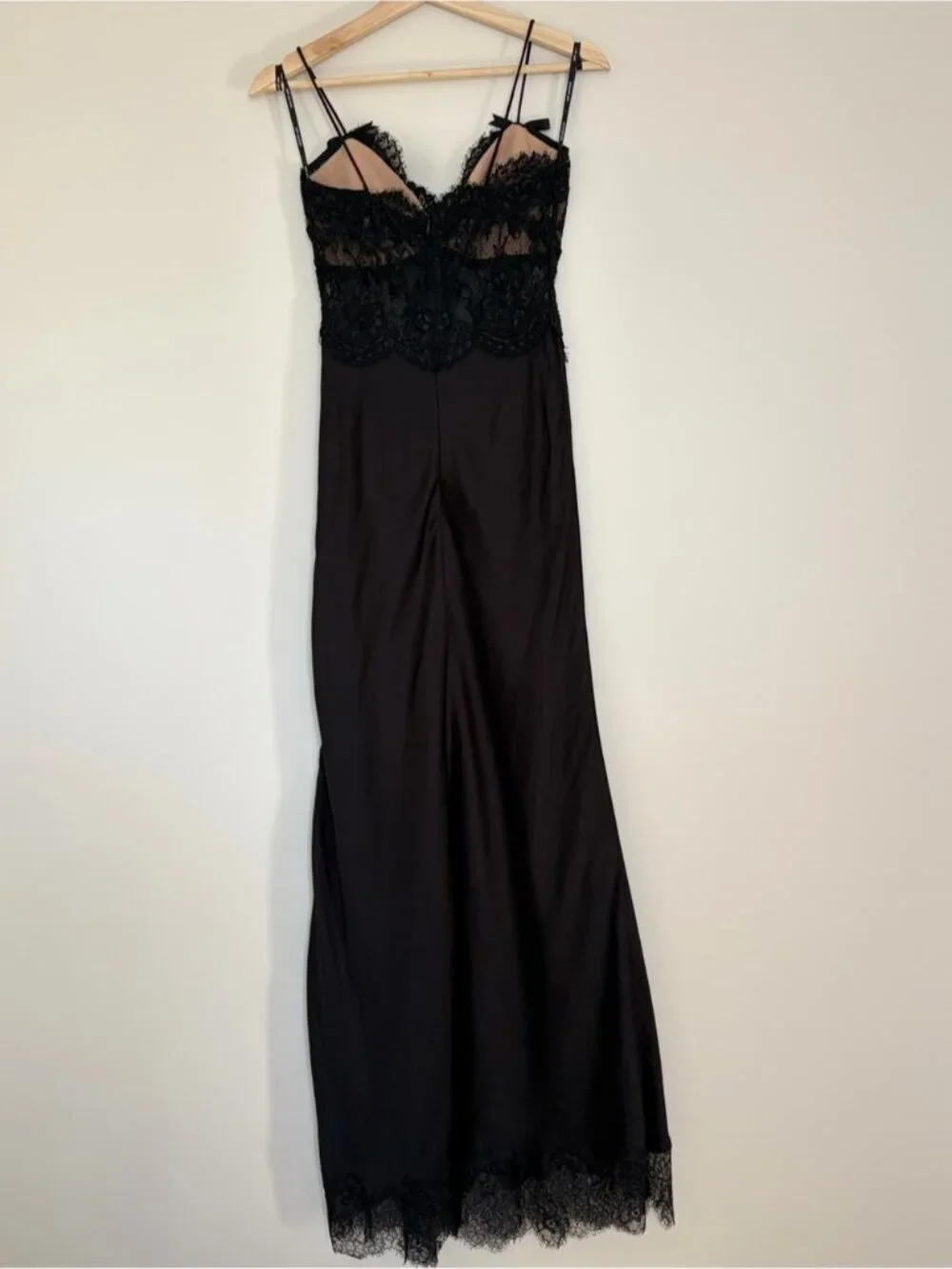 NEW Self-Portrait Black Satin Lace Sleeveless Midi Dress US 2 UK 6